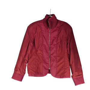 Coldwater Creek Jacket Blazer Womens Size 16 Dark Red Mixed Media Zip Pockets